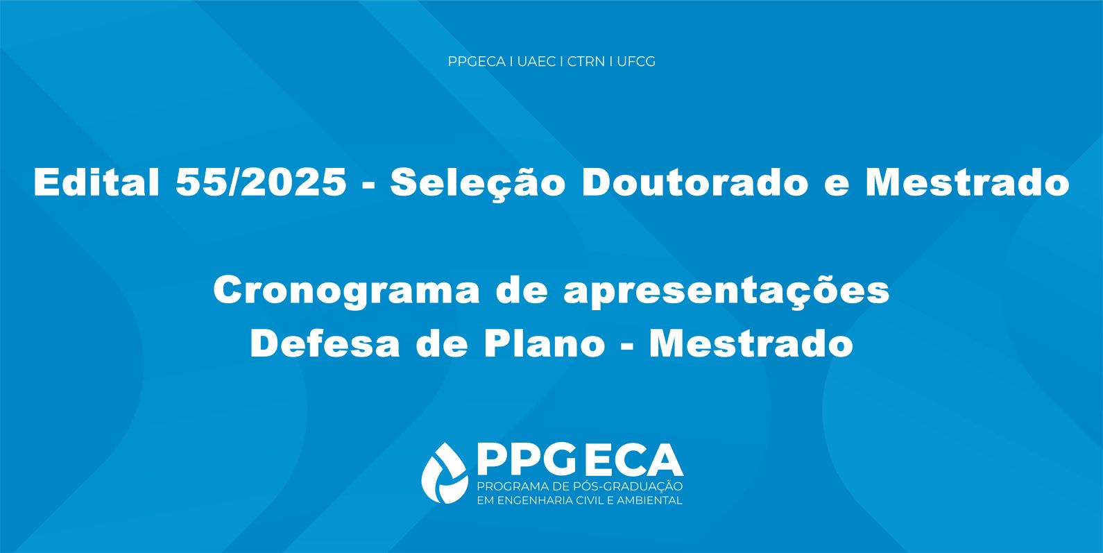 Cronograma das Defesas de Plano - Mestrado